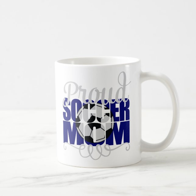 Taza De Café Orgullosa madre del fútbol en azul (Derecha)