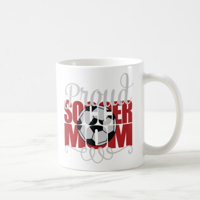 Taza De Café Orgullosa madre del fútbol en rojo (Derecha)