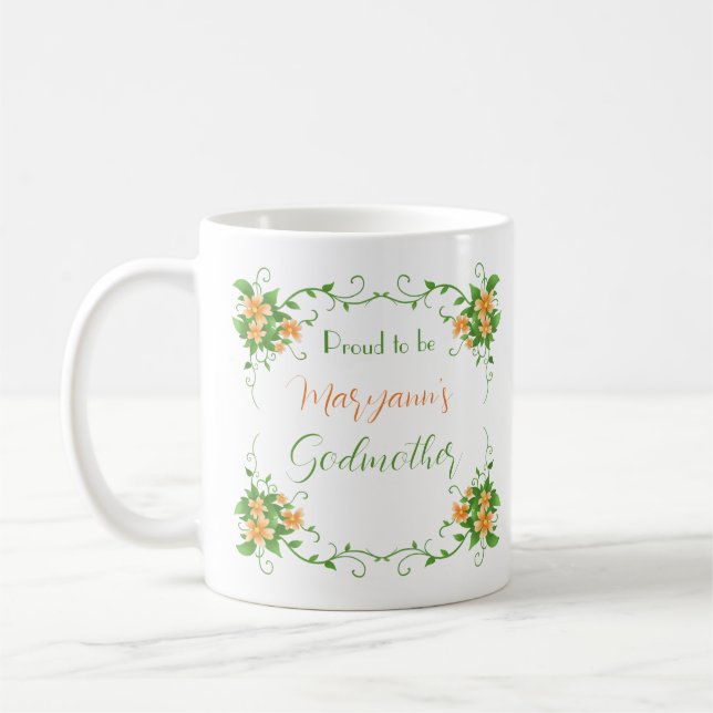 Taza De Café Orgullosa Madrina Elegante Mug Personalizada Flora (Izquierda)