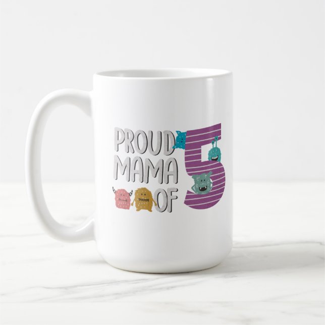 Taza De Café Orgullosa mamá de los cinco (Izquierda)