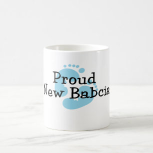 Taza De Café Orgullosas Huellas de Bebé Niño Nueva Babcia