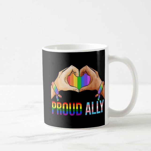 Taza De Café Orgulloso aliado Orgullo LGBT Bandera transgénero  (Derecha)