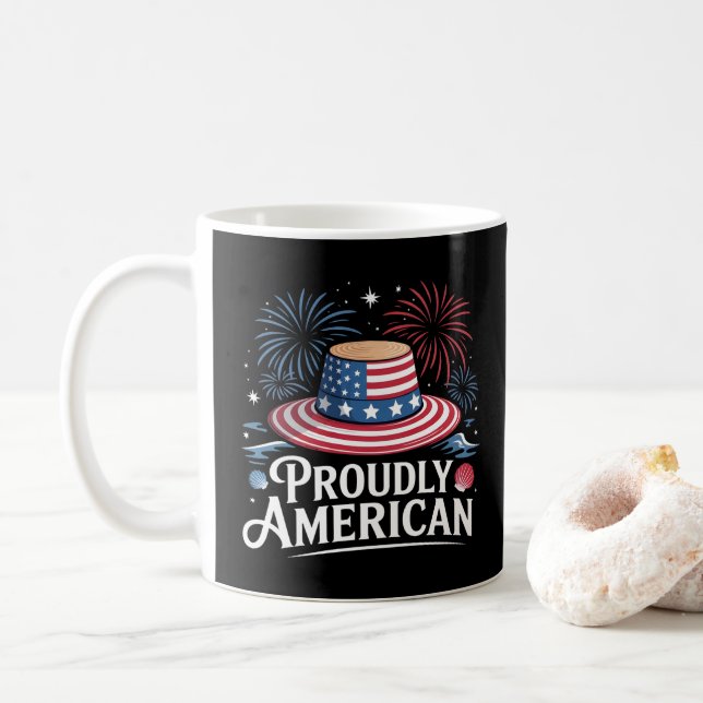 Taza De Café Orgulloso americano - Patriotic Beach Sunhat (Con donut)