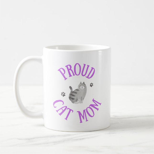 Taza De Café Orgulloso Cat Mom Mug (Izquierda)