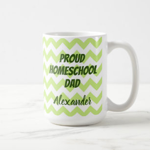 Taza De Café Orgulloso colegio de primaria papá Chevron verde y