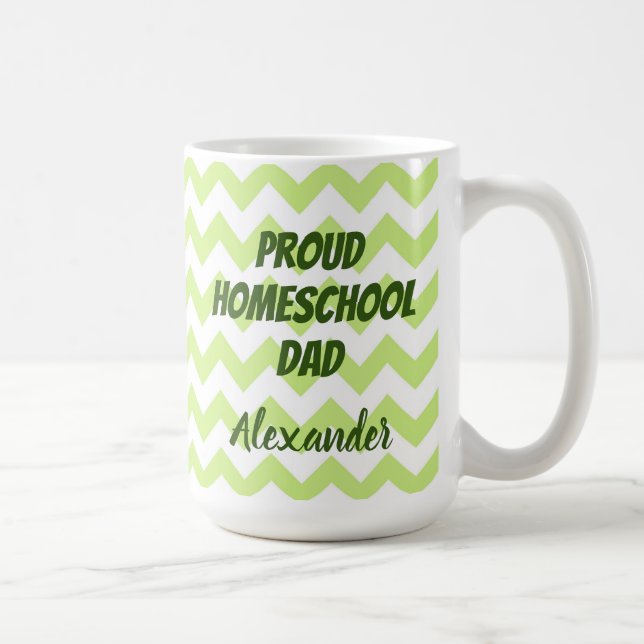 Taza De Café Orgulloso colegio de primaria papá Chevron verde y (Derecha)