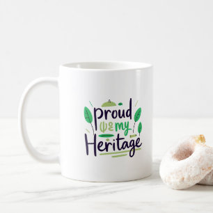 Taza De Café Orgulloso de Mi Herencia Hoja Tribal Verde