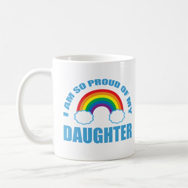 Taza De Café Orgulloso de mi hija, padre del orgullo gay arcoir (Izquierda)