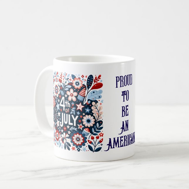 Taza De Café Orgulloso de ser estadounidense - 4 de julio Café  (Anverso izquierdo)