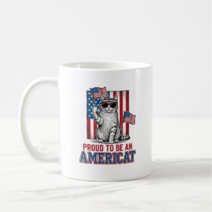 Taza De Café Orgulloso De Ser Una Camiseta De Gato Patriota Ame