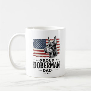 Taza De Café Orgulloso Doberman Papá Diseño de bandera vintage