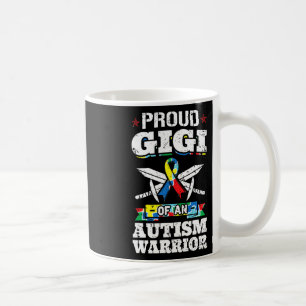 Taza De Café Orgulloso Gigi De Un Guerrero Del Autismo Cinta G 