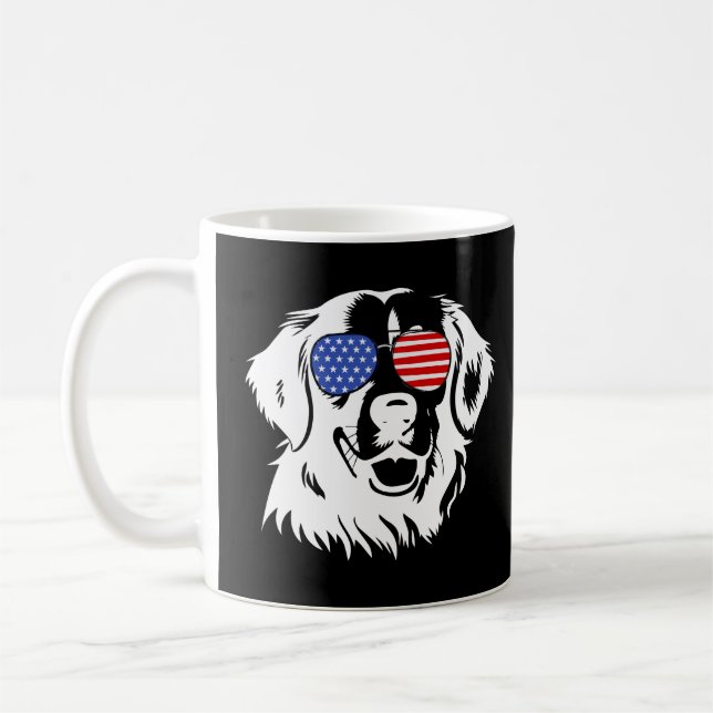 Taza De Café Orgulloso Golden Retriever gafas de sol de bandera (Izquierda)