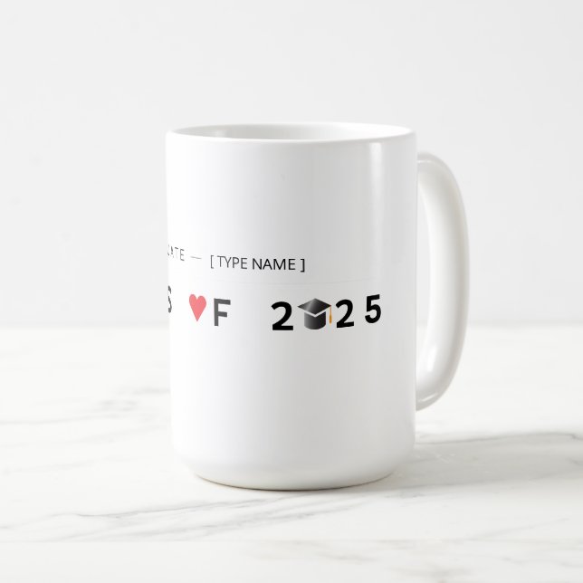 Taza De Café Orgulloso graduado 2025 Mug - Personalizado con no (Anverso derecho)