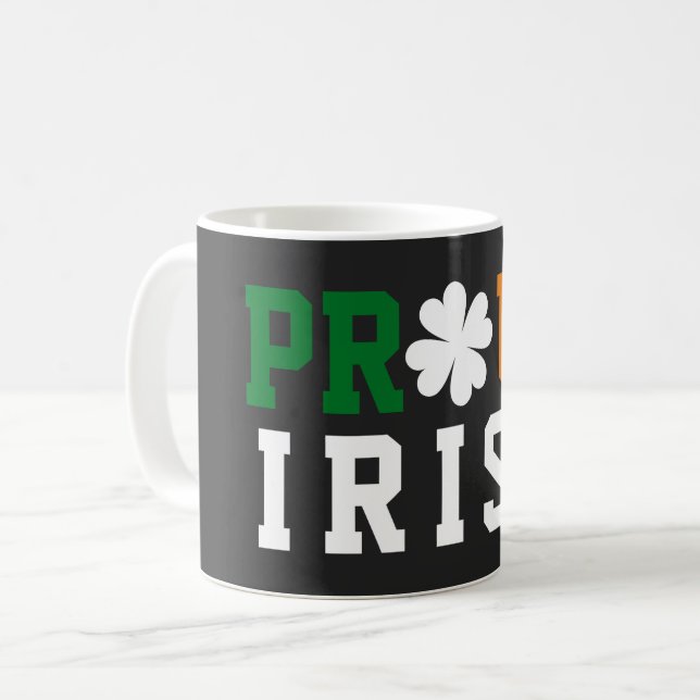 Taza De Café Orgulloso Irlandés Shamrock Lucky Clover Citando S (Anverso izquierdo)
