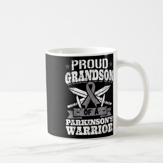 Taza De Café Orgulloso Nieto De Un Guerrero De Parkinsons Pd Aw (Derecha)