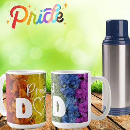 Taza De Café Orgulloso orgullo gay por la bandera floral arcoir