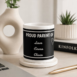 Taza De Café Orgulloso padre de con nombres personalizados