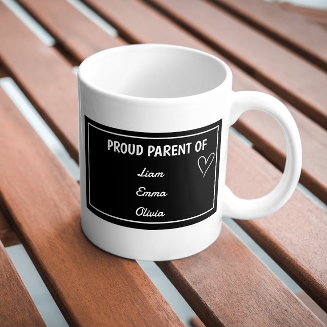 Taza De Café Orgulloso padre de con nombres personalizados (Subido por el creador)