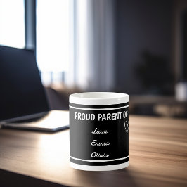 Taza De Café Orgulloso padre de con nombres personalizados