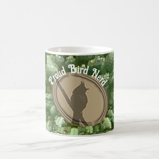 Taza De Café Orgulloso pájaro Nerd Silhouette Brown Green Birde (Centro)