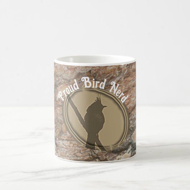 Taza De Café Orgulloso pájaro Nerd Silhouette Rústico Birder Wo (Centro)