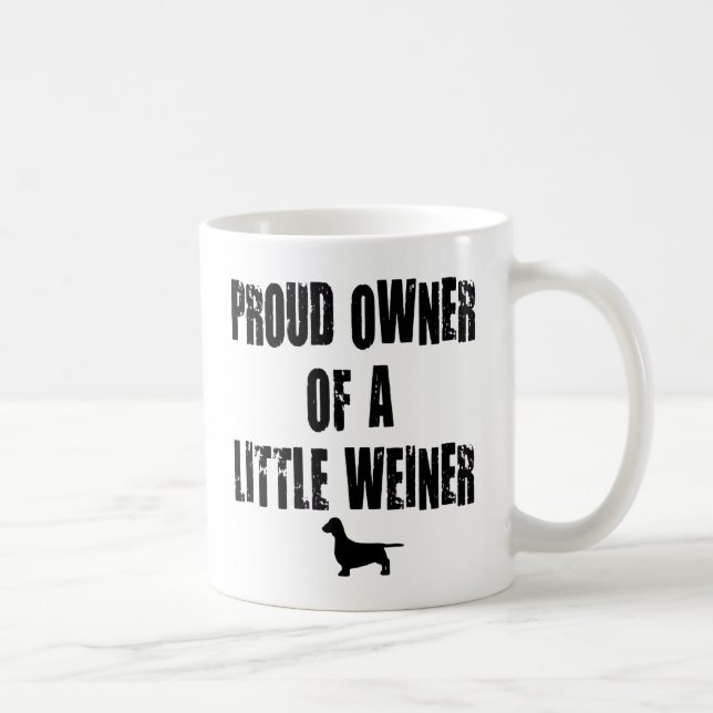 Taza De Café Orgulloso propietario de un pequeño Weiner (Derecha)