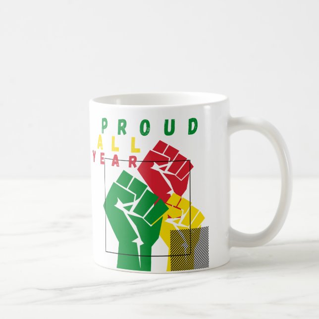 Taza De Café Orgulloso todo el año Puño negro (Derecha)