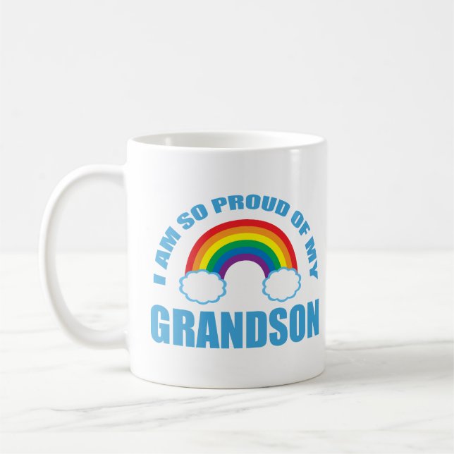 Taza De Café Orgullosos de mis abuelos arcoiris nietos (Izquierda)