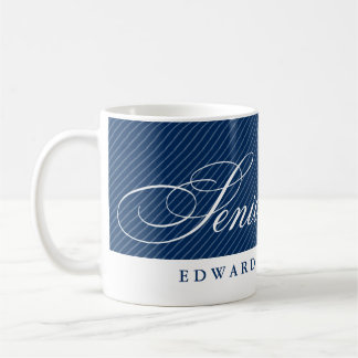 Taza De Café Orgullosos mayores de clase de franjas azules de l