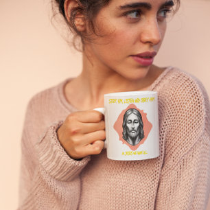 Taza De Café Orientación divina: Buscar, escuchar, obey
