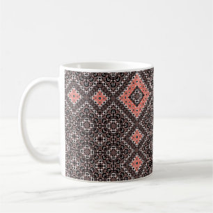 Taza De Café Oriental, árabe, adorno, marrón, rojo, étnico, co