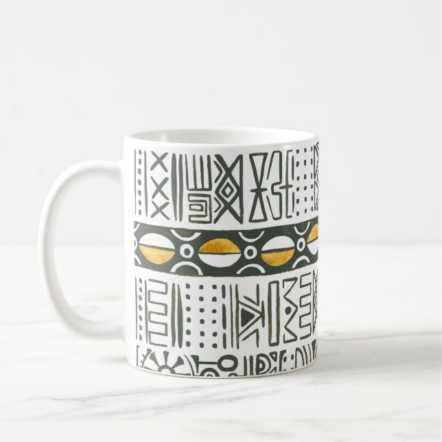 Taza De Café Origen étnico africano, acuarela sin fisuras. (Izquierda)