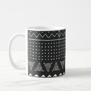 Taza De Café Origen étnico tribal: patrón blanco negro.
