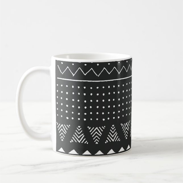 Taza De Café Origen étnico tribal: patrón blanco negro. (Izquierda)