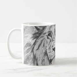 Taza De Café Original Pencil sketch Drawing of a Lion