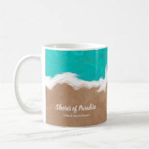 Taza De Café Orillas Personalizadas de Pueblo de Playa Paraíso