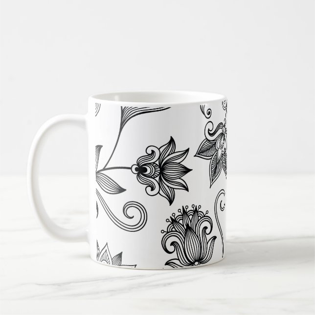Taza De Café Ornamental Floral: fondo decorativo sin foco (Izquierda)