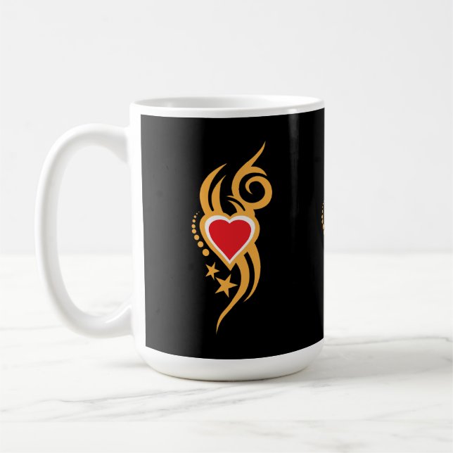 Taza De Café Ornamental Floral Heart Tattoo  (Izquierda)