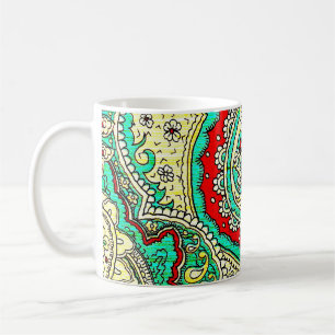 Taza De Café Ornamento arabesco neón: estilo años 80.