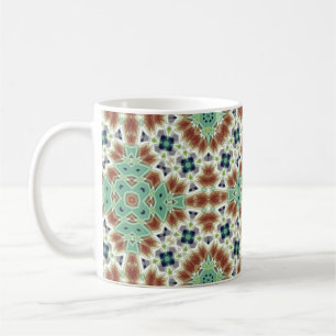 Taza De Café Ornamento caleidoscopio de color beige turquesa