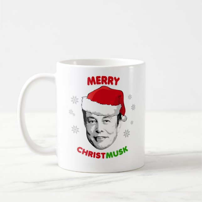 Taza De Café Ornamento cerámico de Merry Christmusk (Izquierda)
