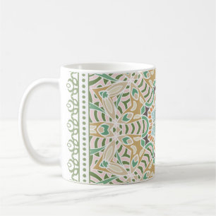 Taza De Café Ornamento colorido decorativo sobre fondo blanco, 