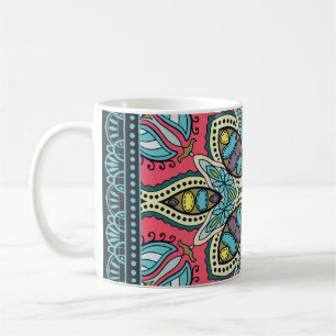 Taza De Café Ornamento colorido decorativo sobre un fondo negro