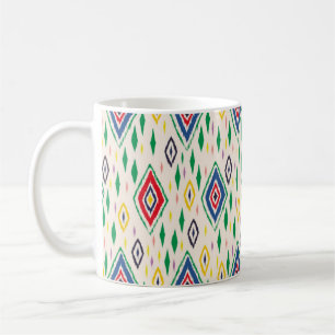 Taza De Café Ornamento de folclore geométrico Ikat con diamante