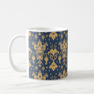 Taza De Café Ornamento de folclore geométrico Ikat. damasco ori