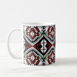 Taza De Café Ornamento de folclore geométrico Ikat. Etnia trib