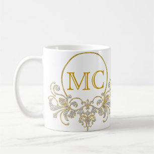 Taza De Café ORNAMENTO DE RETRO DE botones + su monograma