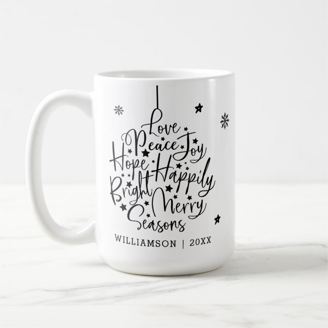 Taza De Café Ornamento de vacaciones de tipografía de saludos b (Izquierda)
