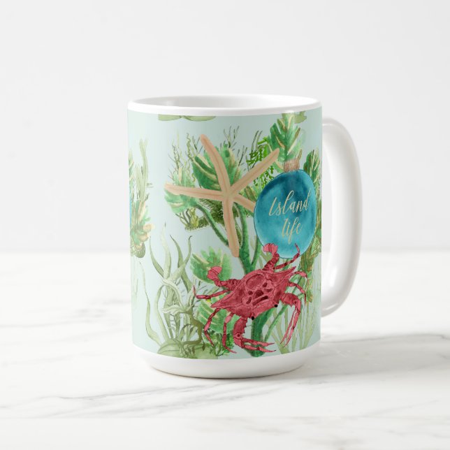 Taza De Café Ornamento de vida de la Isla del Mar Profundo (Anverso derecho)